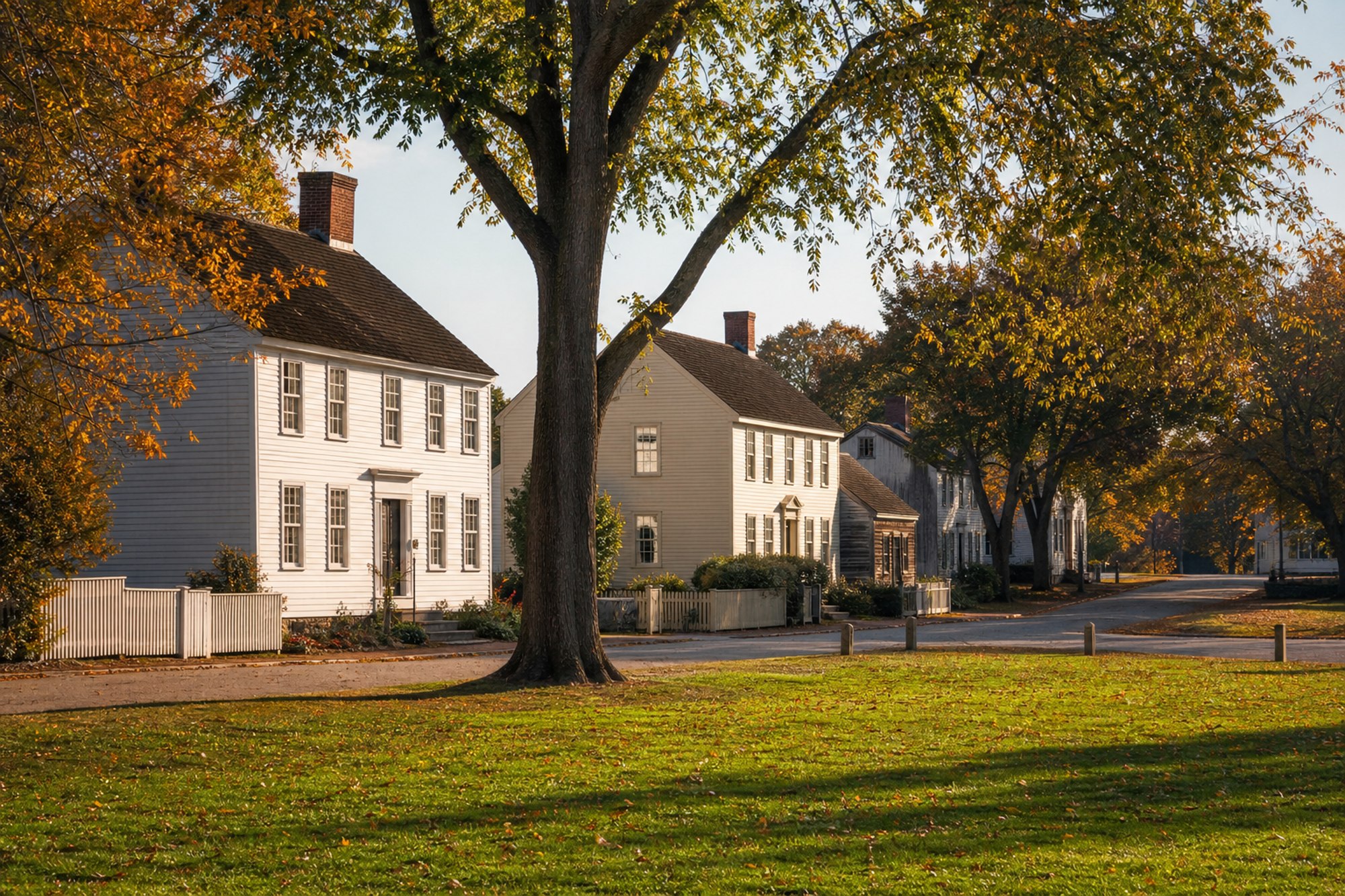Concept image of a historic colonial street in Wethersfield, Connecticut